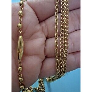 Gold Tone Multi Strand Chain Link Necklace Drape Boho Layered Statement Jewelry